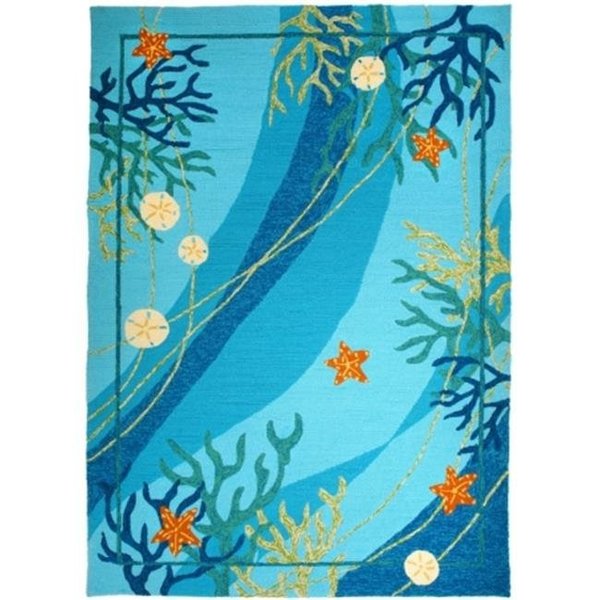Home Fires Homefires underwater coral and starfish 3&apos; by 5&apos; indoor outdoor hand hooked area rug. If y PP-RP001C